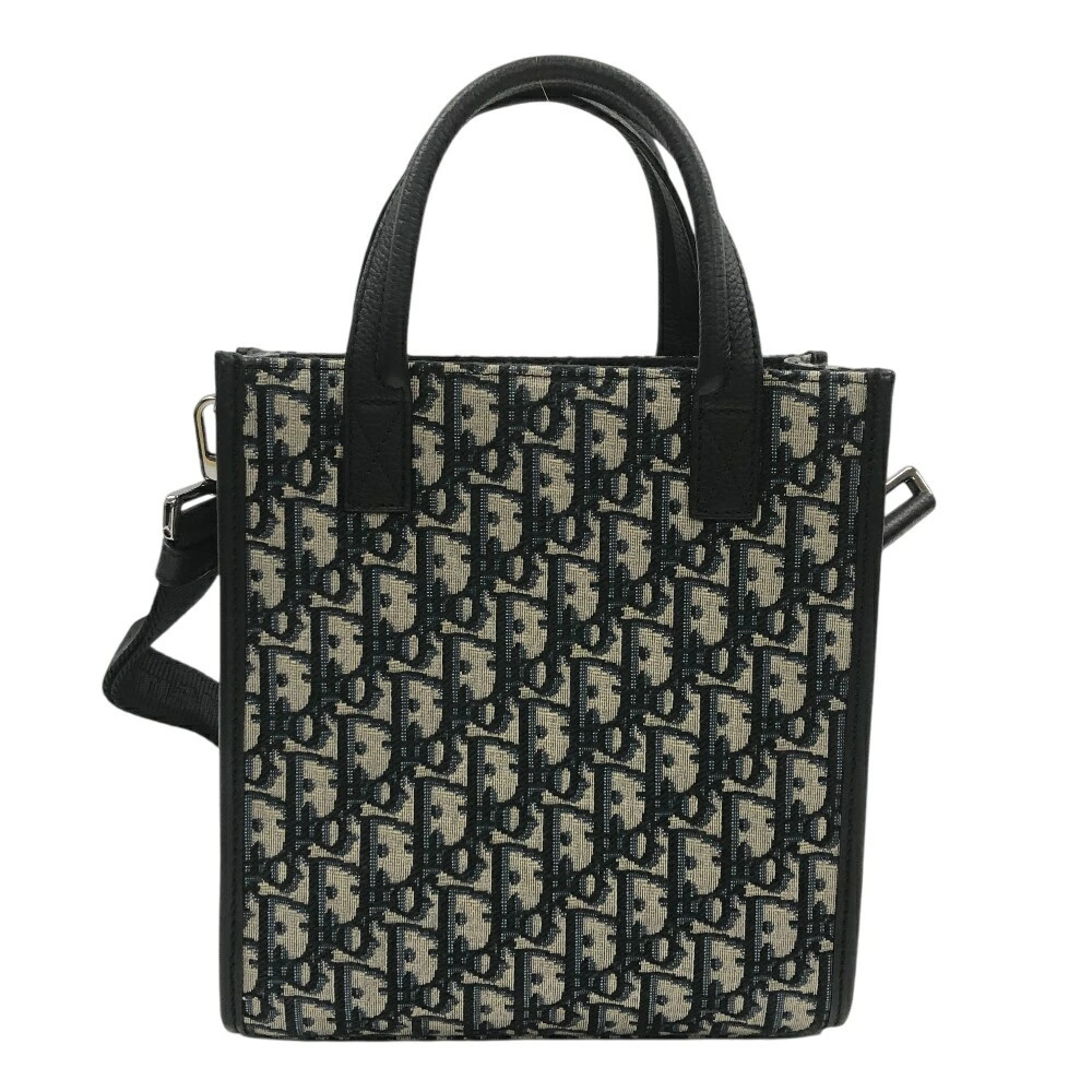 Christian Dior Safari North South Oblique Handbag Shoulder Bag Navy Blue